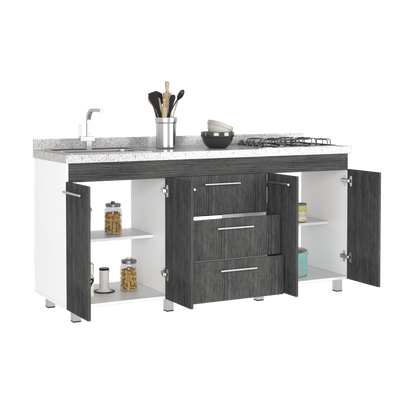 Gabinete Inferior Ballis Blanco Y Gris 180 Cm