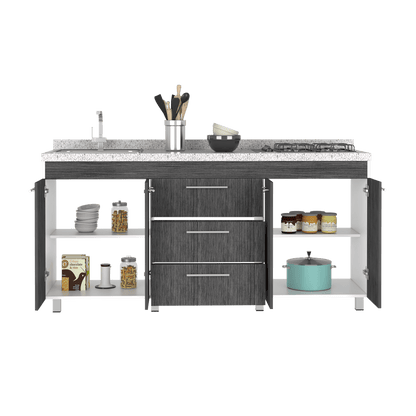 Gabinete Inferior Ballis Blanco Y Gris 180 Cm
