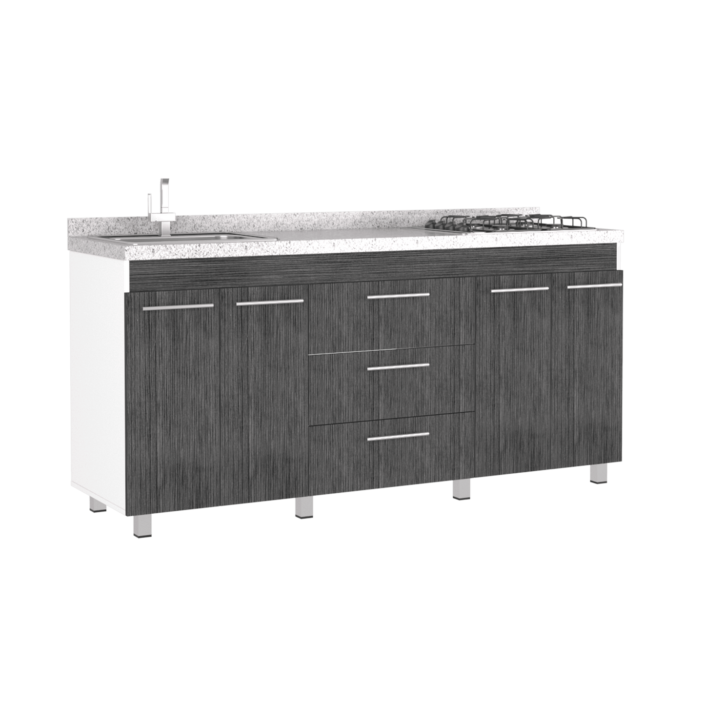 Gabinete Inferior Ballis Blanco Y Gris 180 Cm