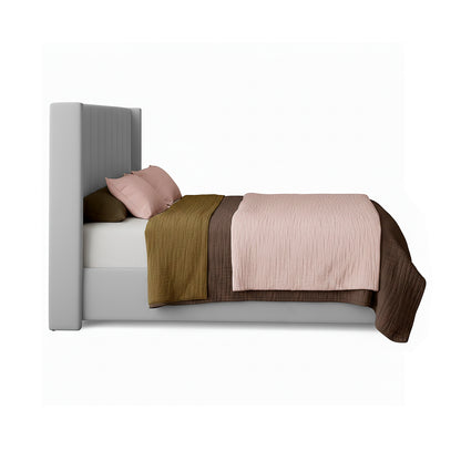 Base Cama con Espaldar + Colchon + Puff Baul Doble Julieta  gris perla