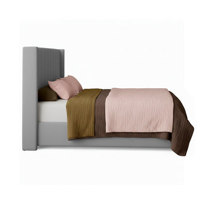 Base Cama con Espaldar + Colchon + Puff Baul Semidoble Julieta  gris plata