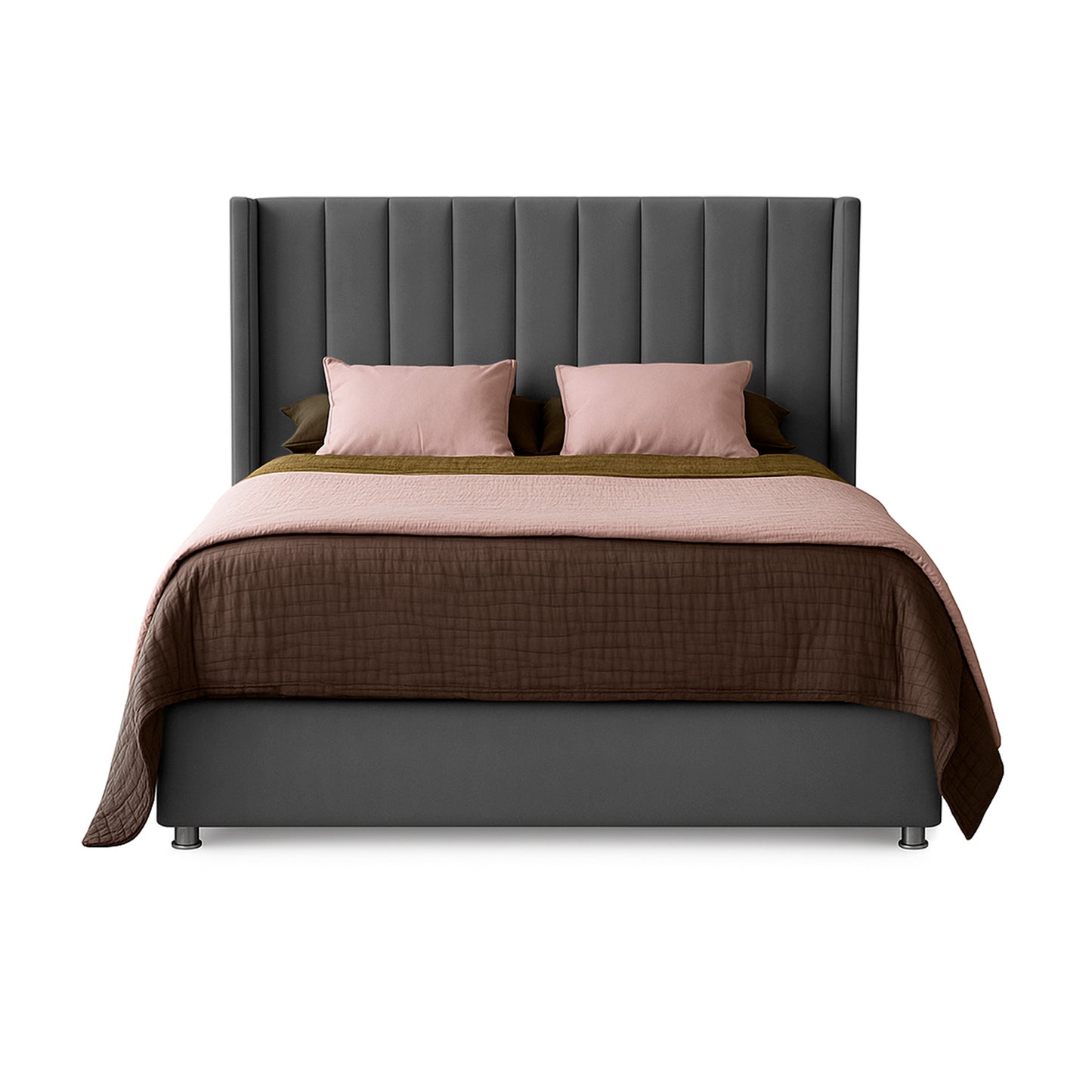 Base Cama Con Espaldar King Julieta Gris Plomo