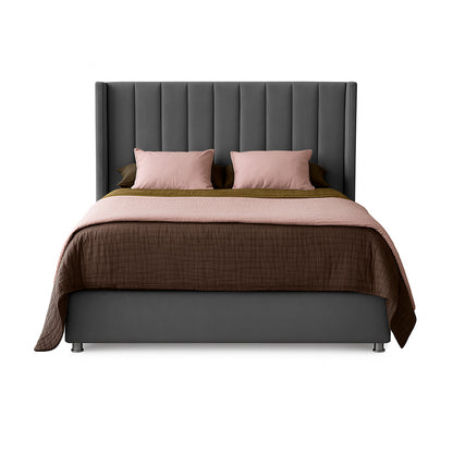 Base Cama Con Espaldar King Julieta Gris Plomo