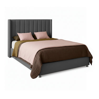 Base Cama Con Espaldar King Julieta Gris Plomo