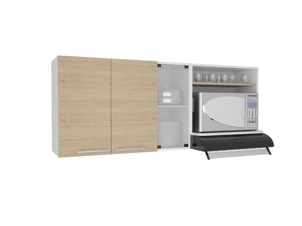 Gabinete Superior Kaelun Cocina  Blanco Y Rovere 150 Cm