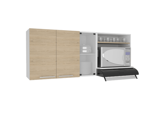 Gabinete Superior Kaelun Cocina  Blanco Y Rovere 150 Cm