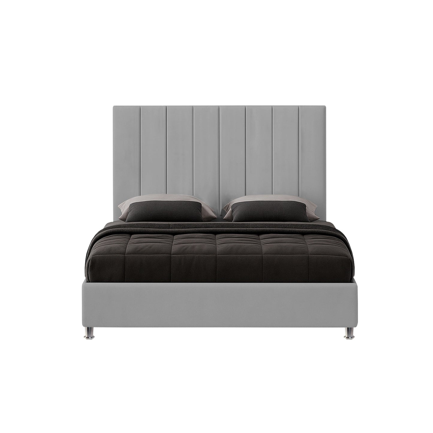 Base Cama Con Espaldar Sencillo Natura Gris Perla