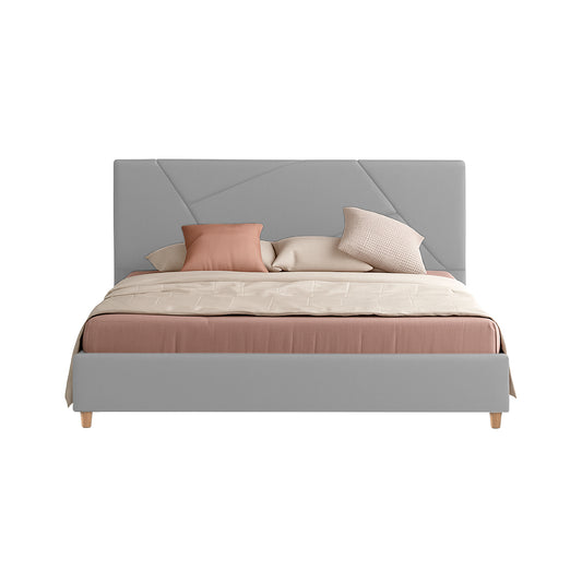 Base Cama Con Espaldar Doble Hampton Gris Perla
