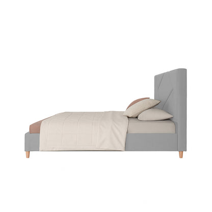 Base Cama Con Espaldar King Hampton Gris Perla