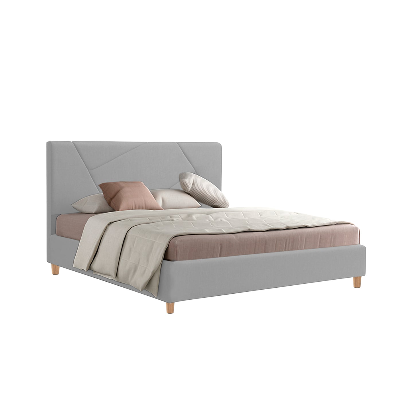 Base Cama Con Espaldar King Hampton Gris Perla