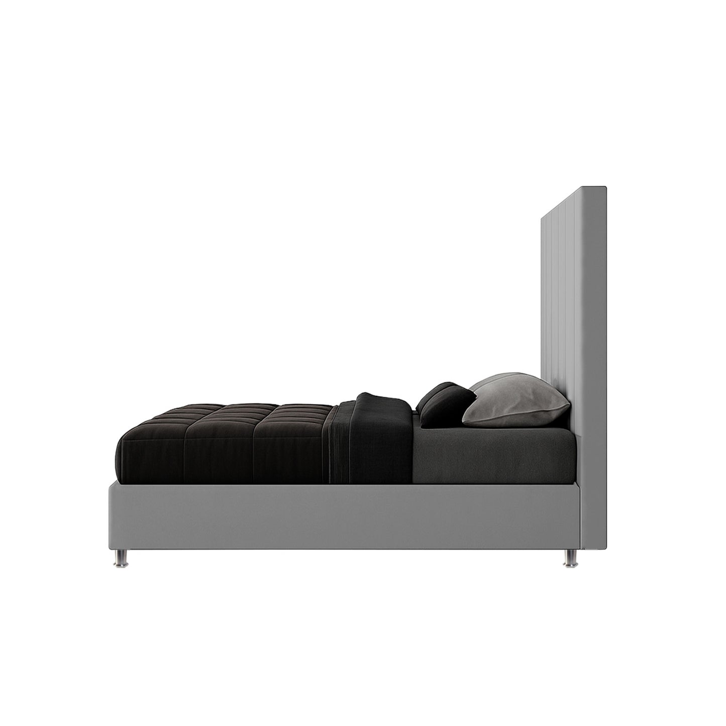 Base Cama Con Espaldar Sencillo Natura Gris Perla