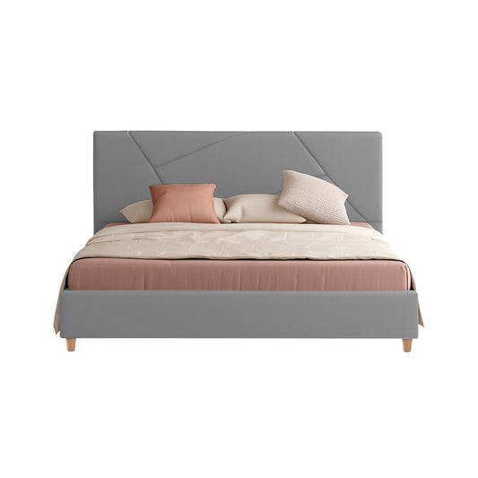 Base Cama Con Espaldar Doble Hampton Gris Plata