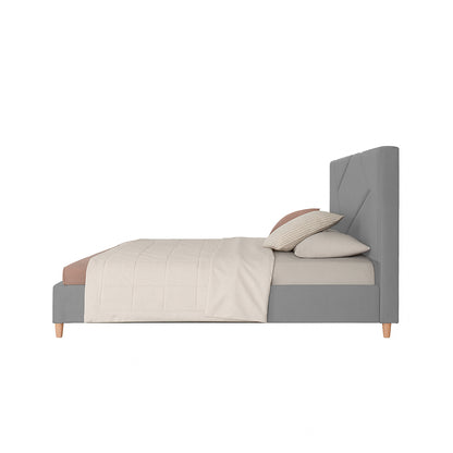 Base Cama Con Espaldar King Hampton Gris Plata