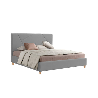 Base Cama Con Espaldar King Hampton Gris Plata