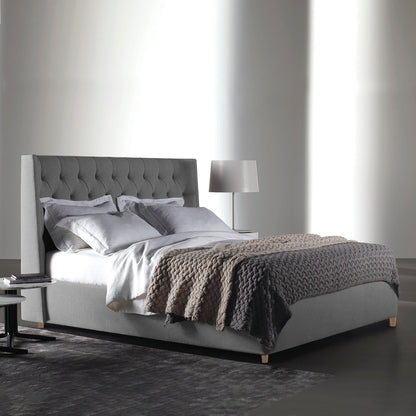 Base Cama Con Espaldar Queen Marfil Gris Plata