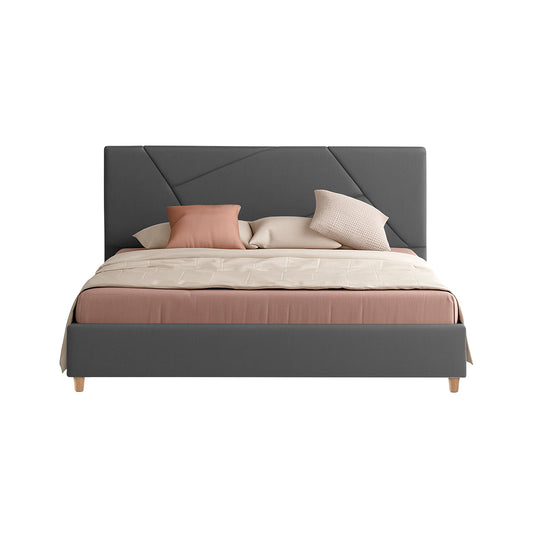 Base Cama Con Espaldar Doble Hampton Gris Plomo
