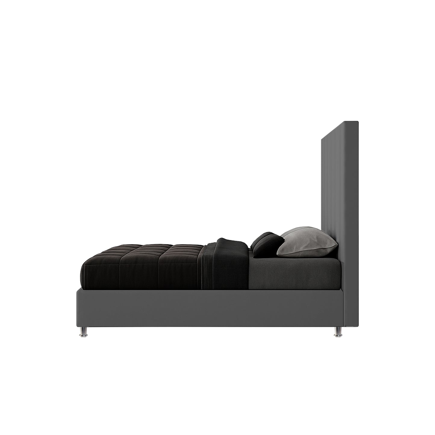 Base Cama Con Espaldar Sencillo Natura Gris Plomo