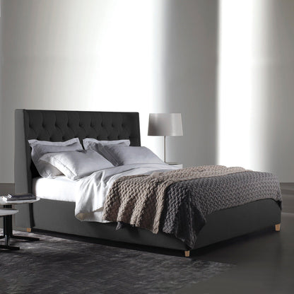 Base Cama con Espaldar + Colchon Sencillo Marfil  gris plomo