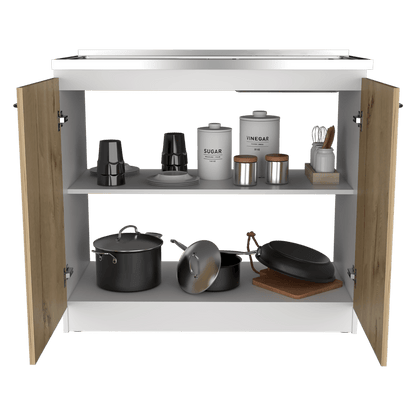 Gabinete Inferior Rivela Blanco Y Duna 100 Cm