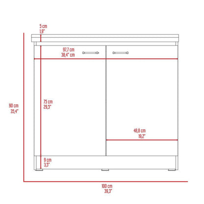Gabinete Inferior Shelf Blanco Y Gris 100 Cm