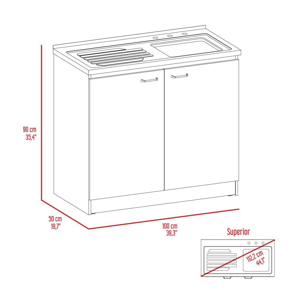 Gabinete Inferior Shelf Blanco Y Gris 100 Cm