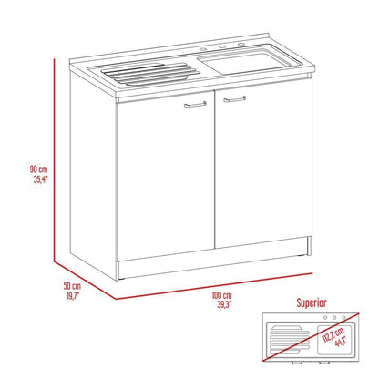 Gabinete Inferior Shelf Blanco Y Gris 100 Cm