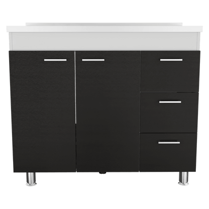 Gabinete Inferior Avorin Wengue Y Blanco 100 Cm