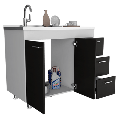 Gabinete Inferior Avorin Wengue Y Blanco 100 Cm