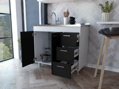Gabinete Inferior Avorin Wengue Y Blanco 100 Cm