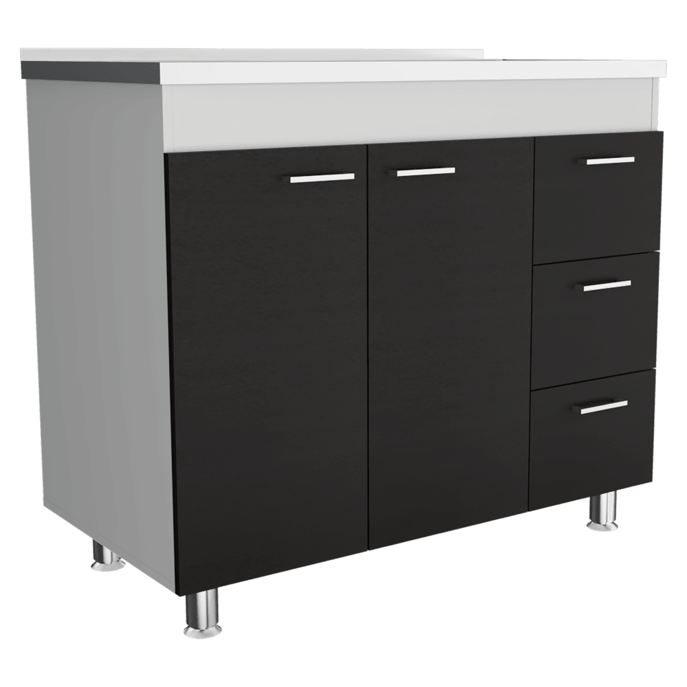 Gabinete Inferior Avorin Wengue Y Blanco 100 Cm