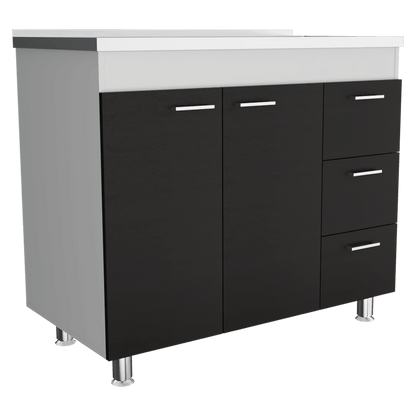 Gabinete Inferior Avorin Wengue Y Blanco 100 Cm