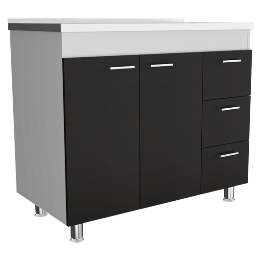 Gabinete Inferior Avorin Wengue Y Blanco 100 Cm