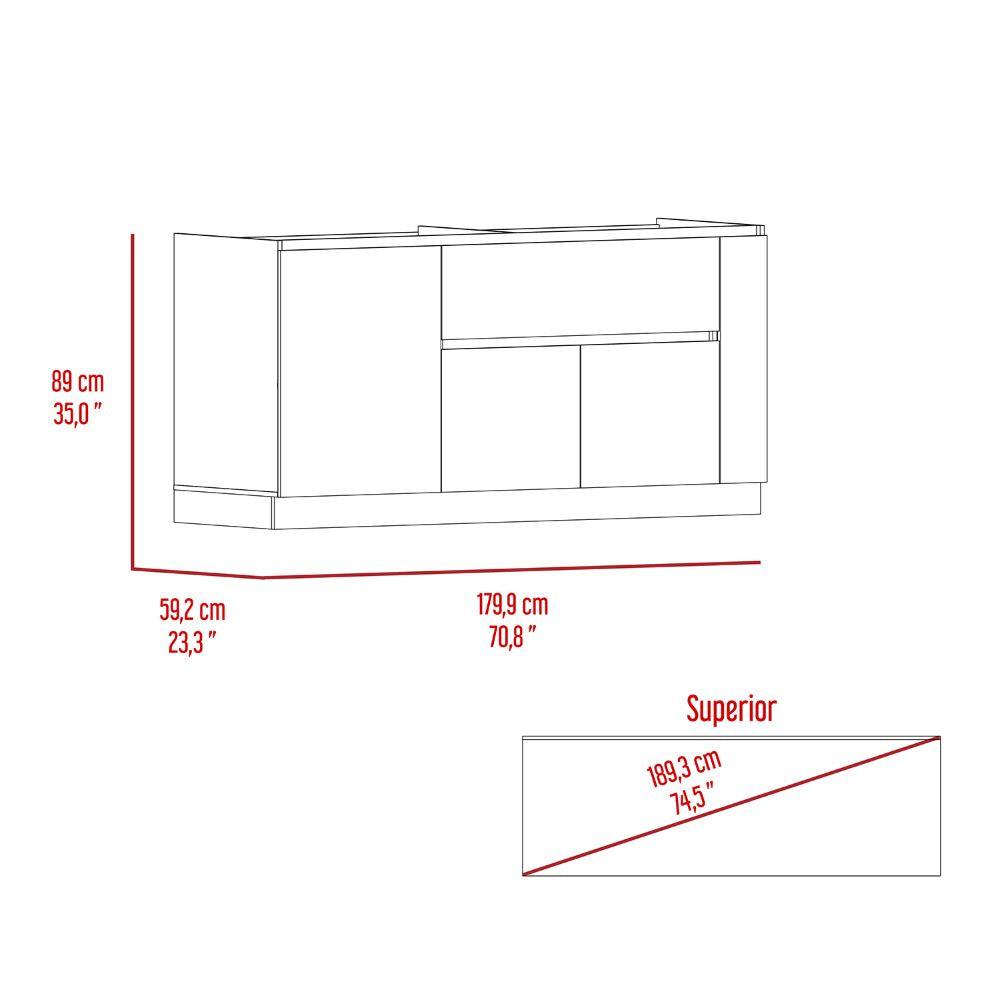 Gabinete Inferior Envigo Coñac Y Blanco 180 Cm