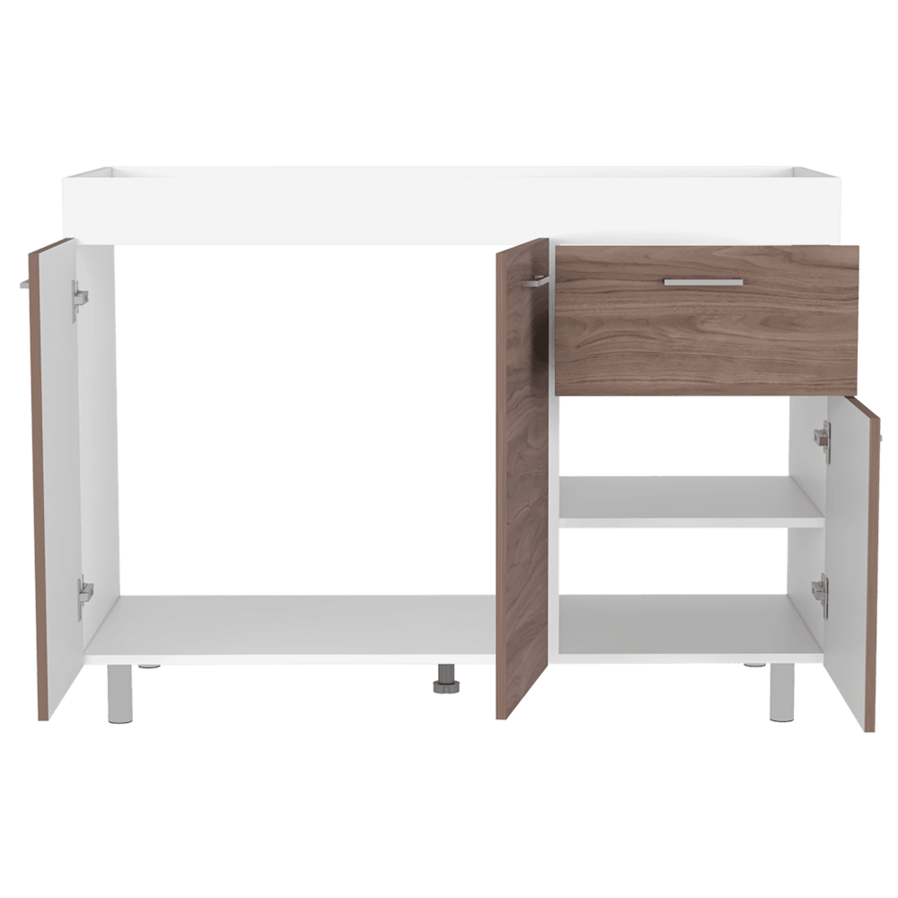 Gabinete Inferior Ekovia Castaño Y Blanco 120 Cm