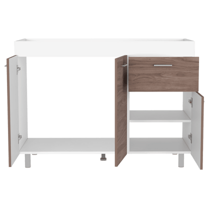 Gabinete Inferior Ekovia Castaño Y Blanco 120 Cm