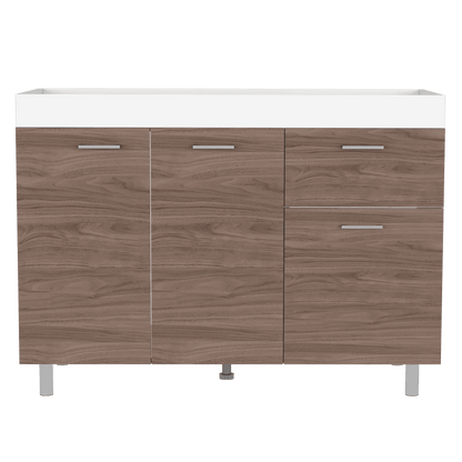 Gabinete Inferior Ekovia Castaño Y Blanco 120 Cm