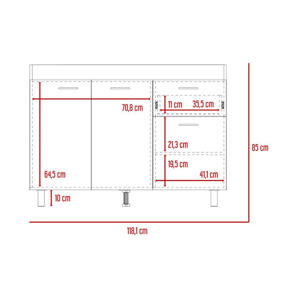 Gabinete Inferior Ekovia Castaño Y Blanco 120 Cm