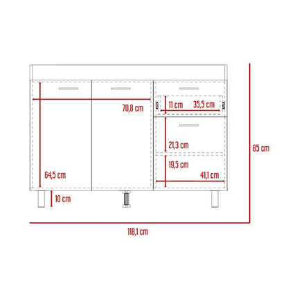 Gabinete Inferior Ekovia Castaño Y Blanco 120 Cm