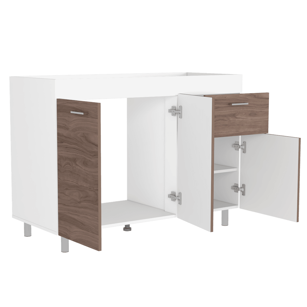 Gabinete Inferior Ekovia Castaño Y Blanco 120 Cm