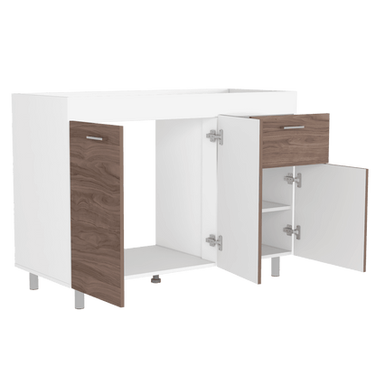Gabinete Inferior Ekovia Castaño Y Blanco 120 Cm