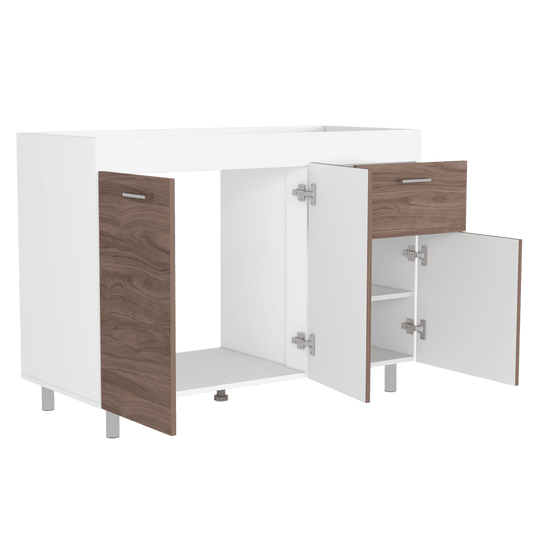 Gabinete Inferior Ekovia Castaño Y Blanco 120 Cm