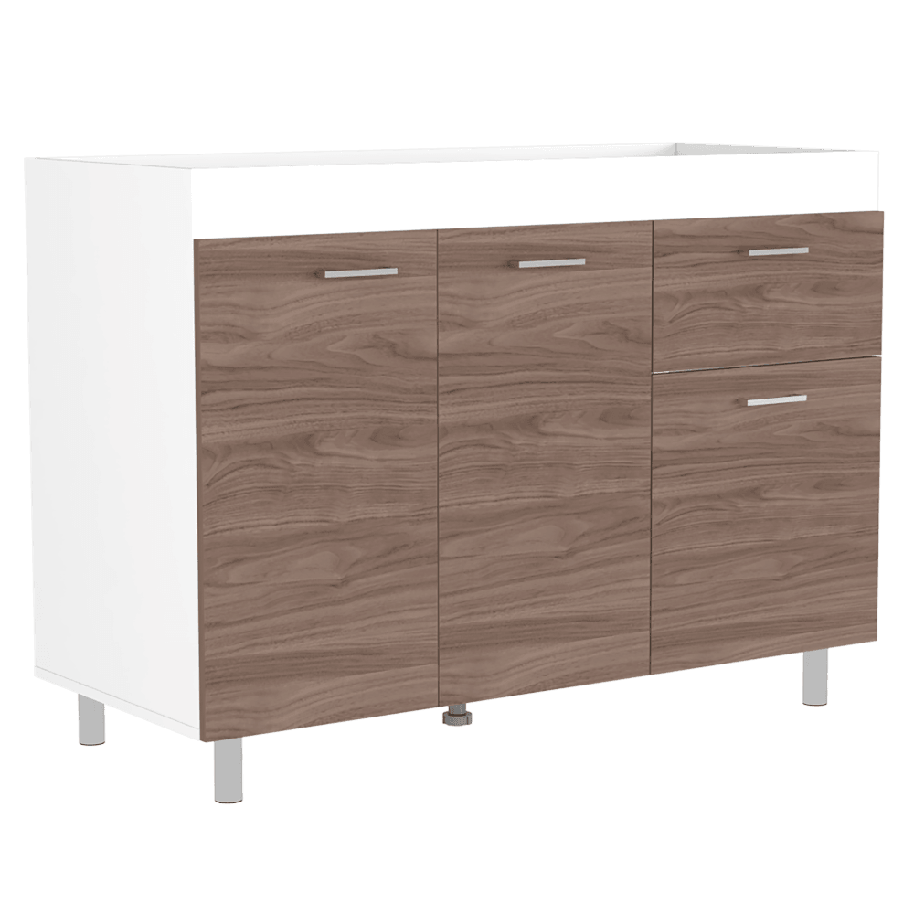Gabinete Inferior Ekovia Castaño Y Blanco 120 Cm