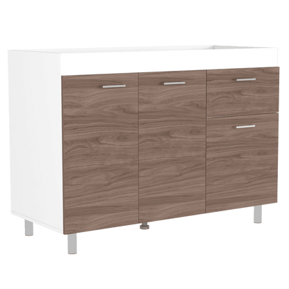 Gabinete Inferior Ekovia Castaño Y Blanco 120 Cm