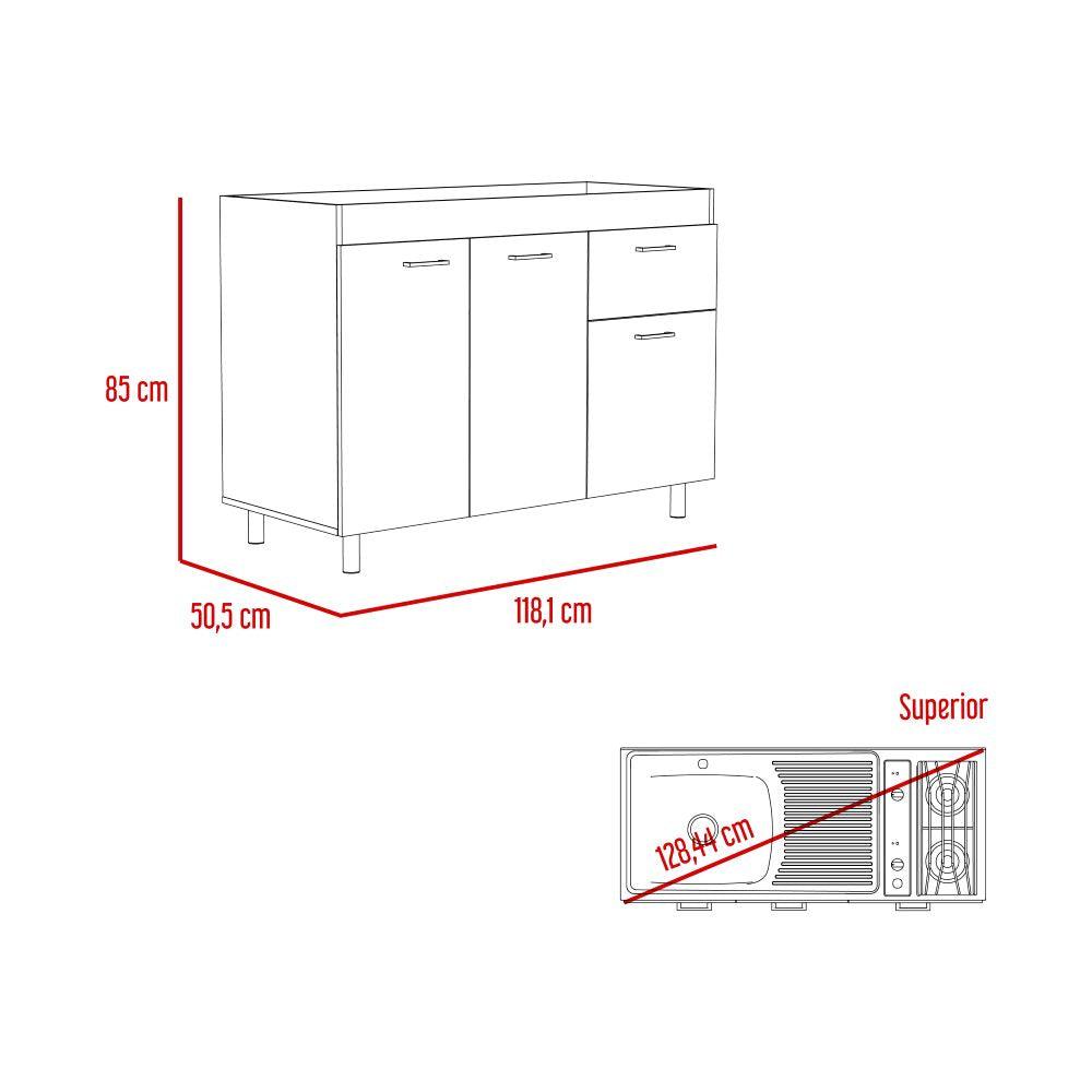 Gabinete Inferior Ekovia Castaño Y Blanco 120 Cm