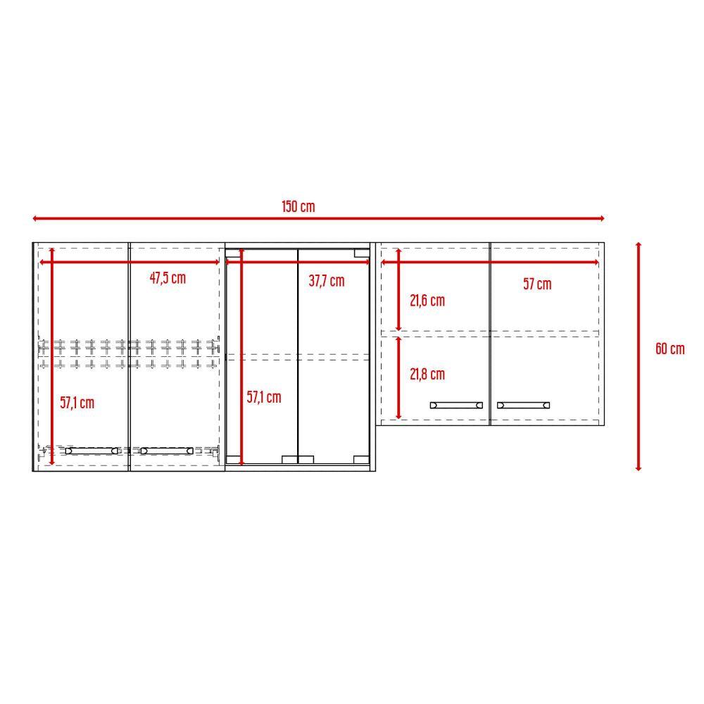 Gabinete Superior Avorin Macadamia Y Blanco 150 Cm