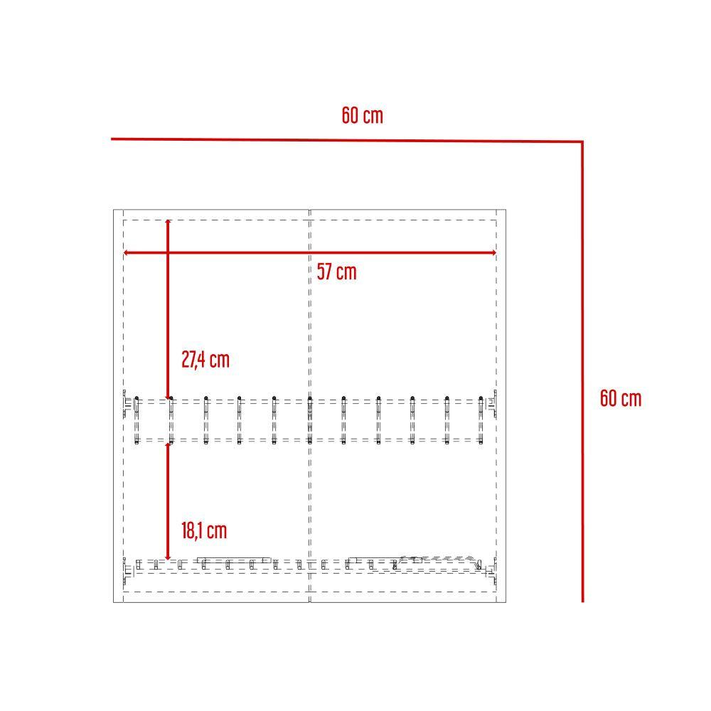 Gabinete Superior Ruxeu Castaño Y Blanco 60 Cm