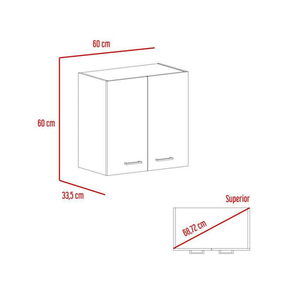 Gabinete Superior Ruxeu Castaño Y Blanco 60 Cm