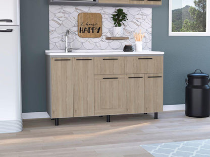 Modulo Inferior Kitchen Vionel  Gris Y Rovere 150 Cm