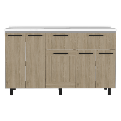 Modulo Inferior Kitchen Vionel  Gris Y Rovere 150 Cm