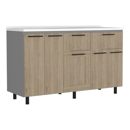 Modulo Inferior Kitchen Vionel  Gris Y Rovere 150 Cm